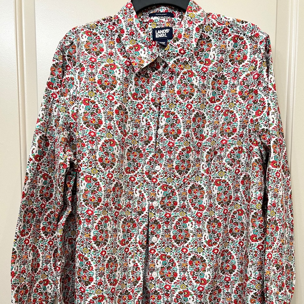 Land's End Women's 20W Paisley Print Button Down